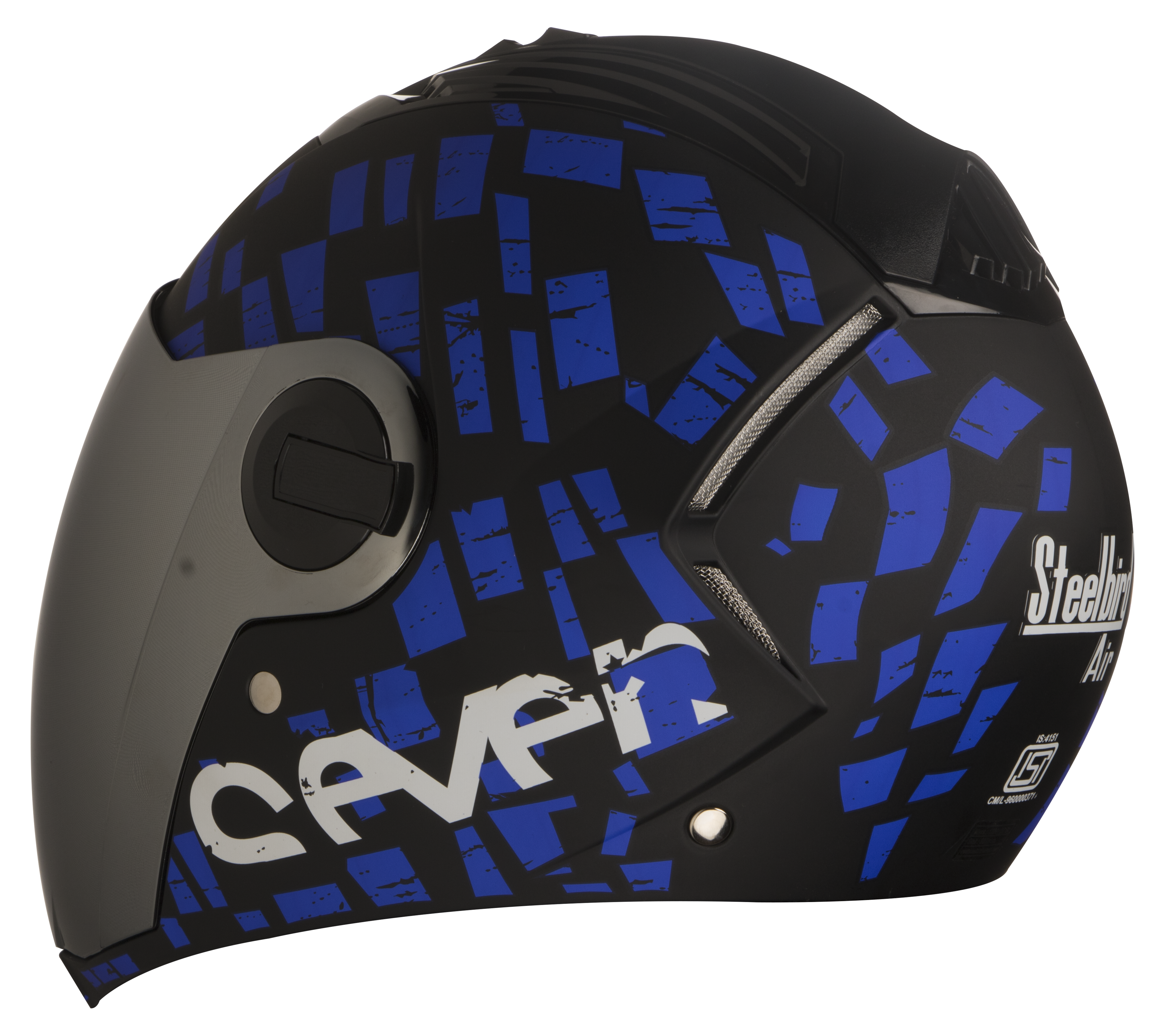 SBA-2 Seven Mat Black With Blue ( Fitted With Clear Visor  Extra Silver Chrome Visor Free)